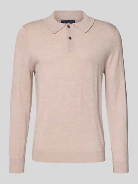 Sweter z dzianiny z mieszanki wełny merino z kołnierzykiem polo Christian Berg Men