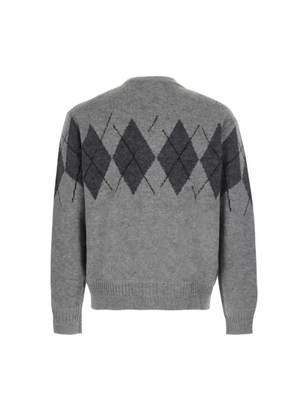 Sweter Coor wełniany z wzorem argyle szary