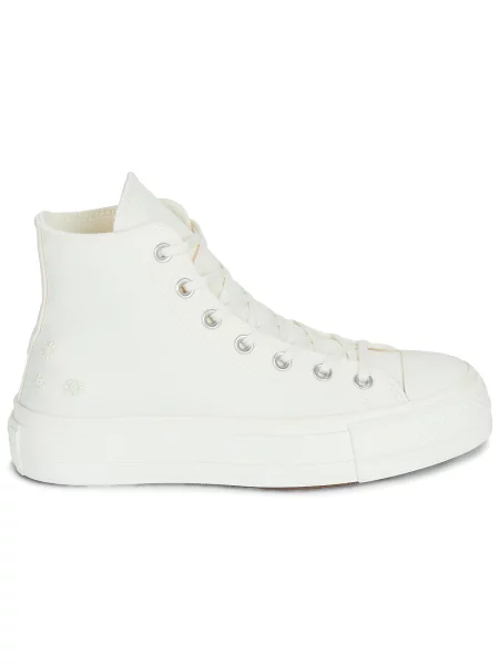 Členkové topánky Converse na platforme korálky biela
