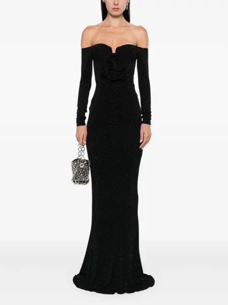 Rochie Nissa cu model floral negru