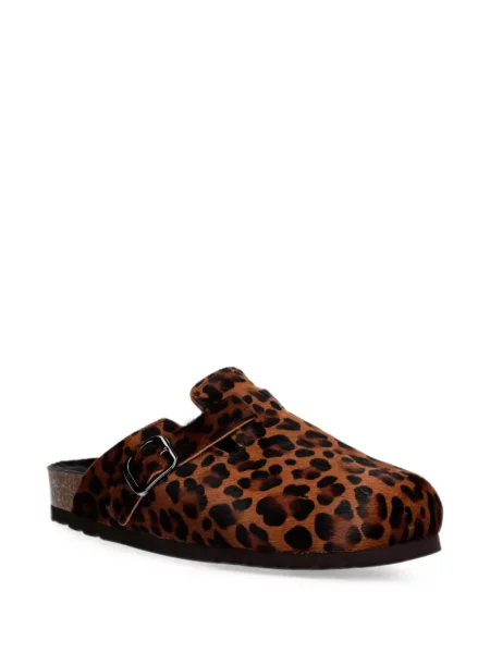 Papuci tip mules Scholl cu imagine cu model leopard maro