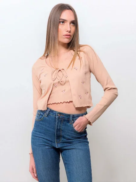 Кардиган Piazza Italia пудра бавовна/еластан