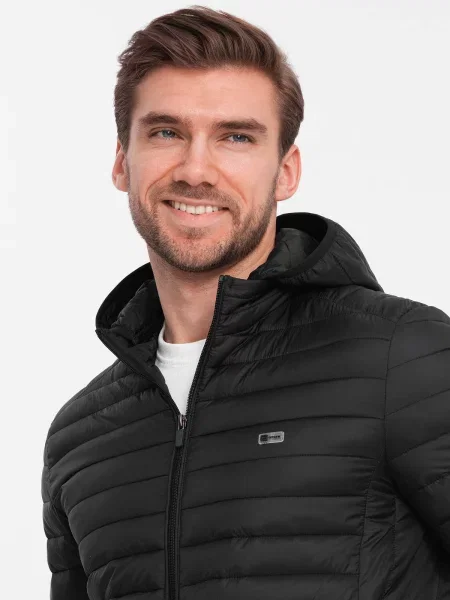 Geacă bomber Ombre din satin negru