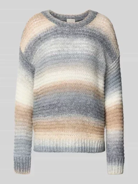 Sweter z dzianiny z mieszanki wełny z okrągłym dekoltem Milano Italy biały