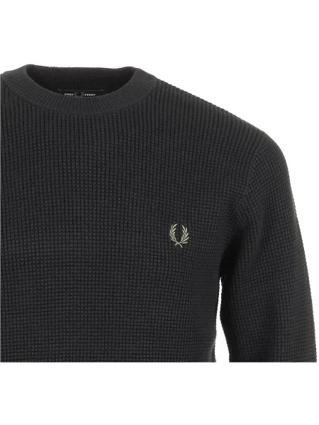Svetr FRED PERRY Waffle Stitch Jumper Black XL černý