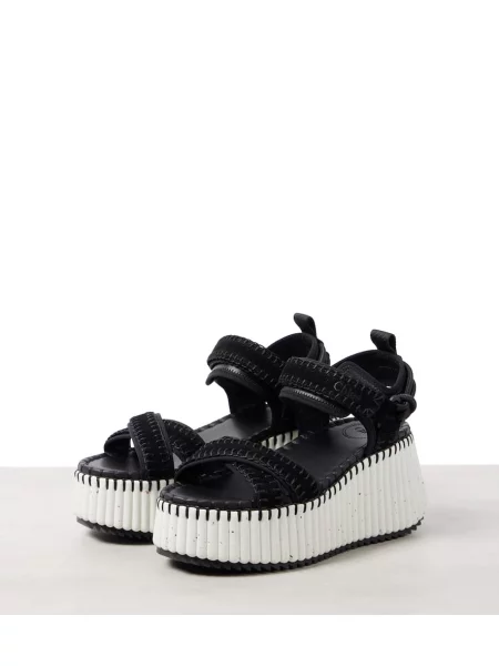 Sandale Chloé din piele de căprioară cu platformă negru