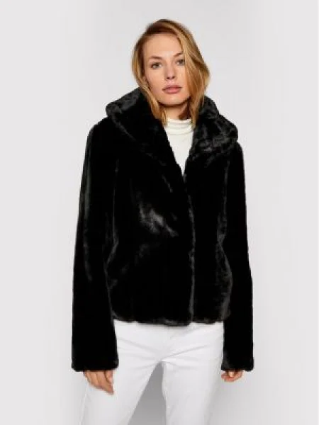 Palton de blană Guess negru