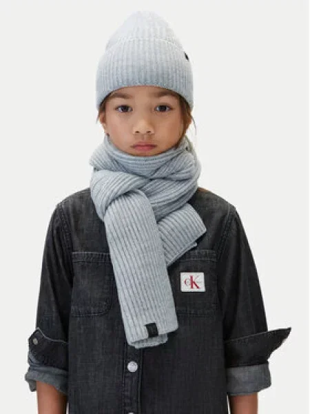 Sada čepice a šál Calvin Klein Jeans šedý