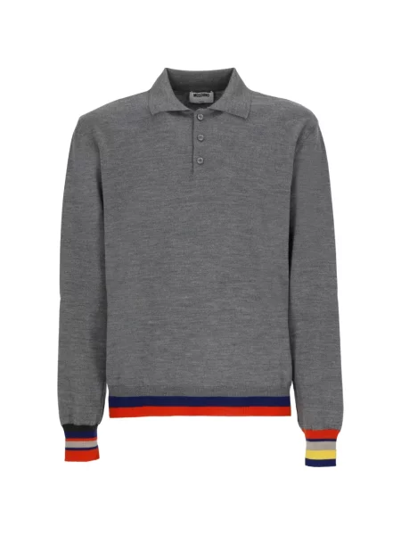 Tricou polo Moschino de lână gri