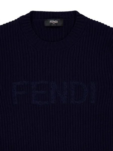 Дълго пуловер Fendi бродиран синьо