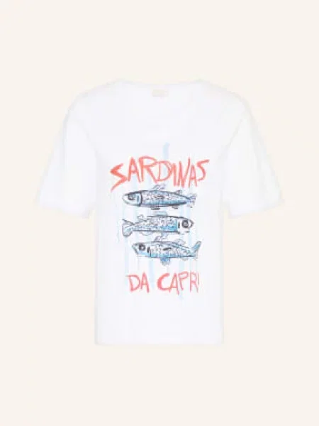 Milano Italy Koszulka Z Kamieniami Ozdobnymi weiss biała