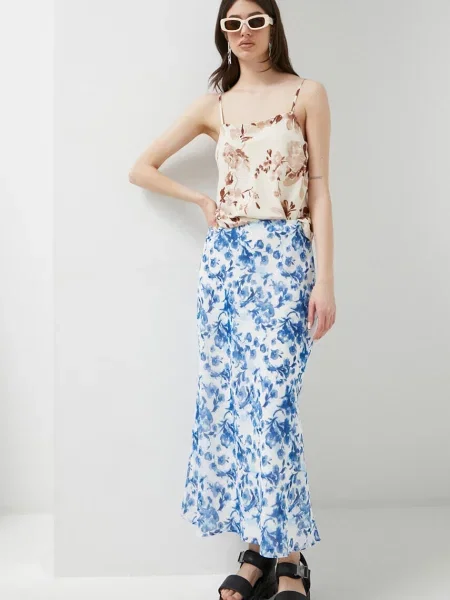 Sukně Abercrombie & Fitch midi áčková modré