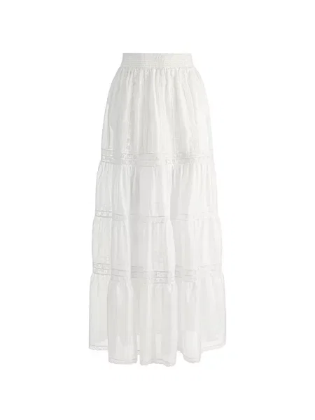 Fusta maxi Alice + Olivia din dantelă alb