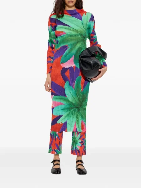 Virágos midi ruha Pleats Please Issey Miyake nyomtatás piros