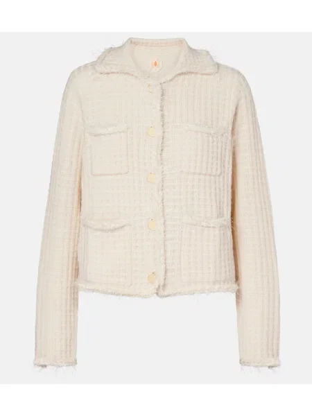 Cardigan Jardin Des Orangers de lână zdrențuiți alb