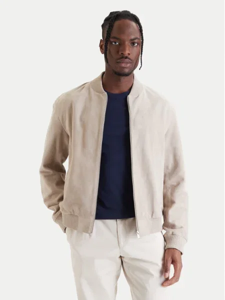 BOSS Bőrkabát H-Muller Bézs fekete