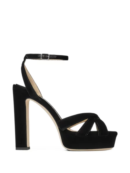 Sandale Jimmy Choo de catifea cu platformă negru