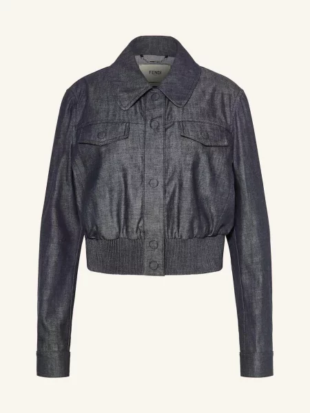 Fendi Krótka Kurtka Jeansowa blau niebieska