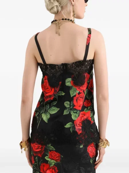 Top Dolce & Gabbana din satin cu imagine negru