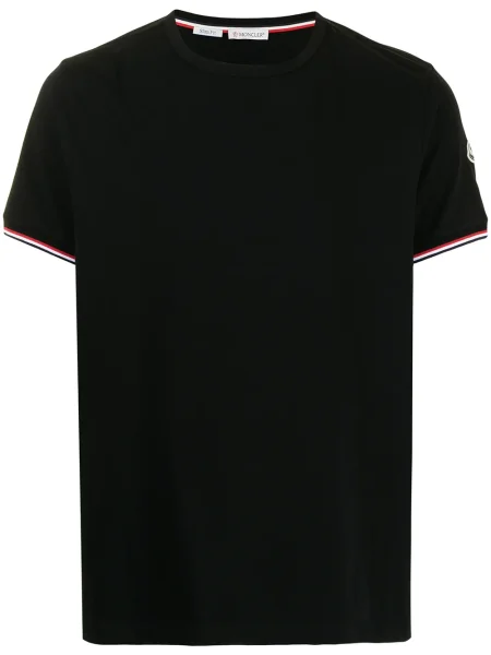 Tricou Moncler din jerseu cu decolteu în U albastru