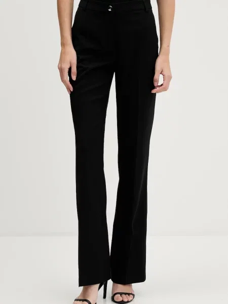 Sisley pantaloni din lână drept high waist negru