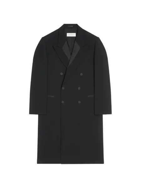 Palton Dries Van Noten cu două rânduri de nasturi negru