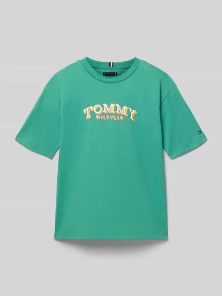 T-shirt o kroju regular fit z czystej bawełny Tommy Hilfiger Teens zielona