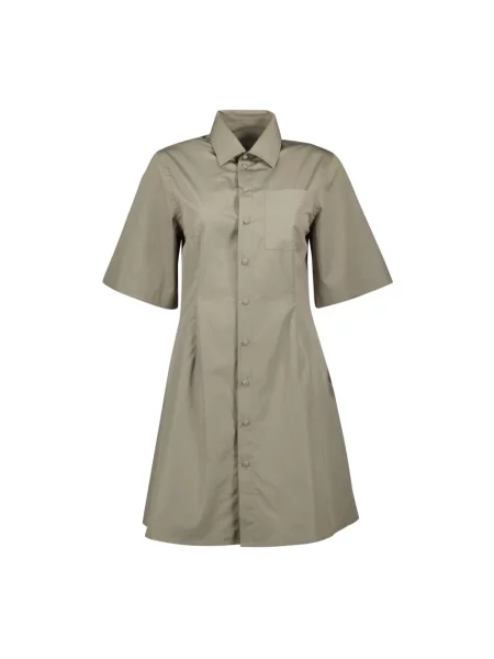 Sukienka koszulowa Ami Paris z krótkim rękawem beżowa