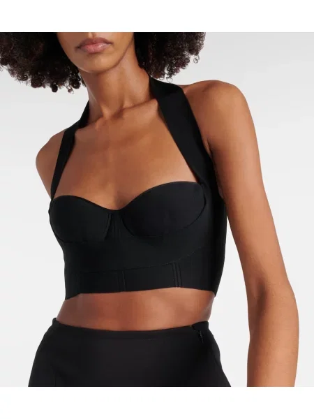 Sutien Alaïa cu gât halter negru