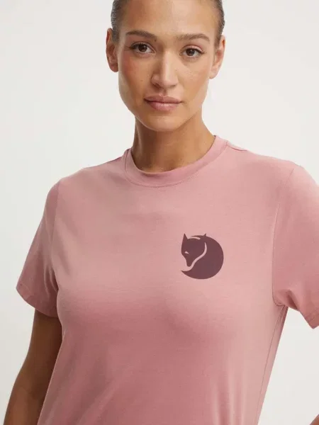 Fjallraven t-shirt Fox Boxy Logo różowy