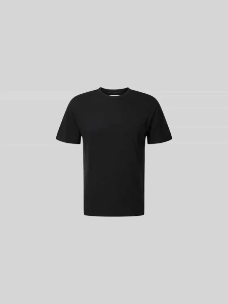 T-shirt z prążkowanym okrągłym dekoltem Officine Generale czarna