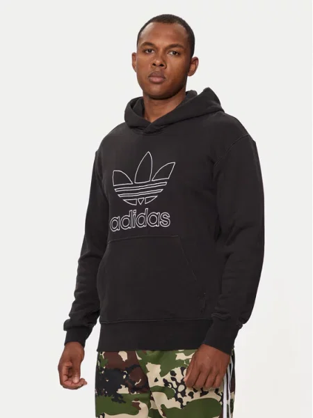 Adidas Originals bluza Trefoil Hoodie z kapturem z aplikacją czarny
