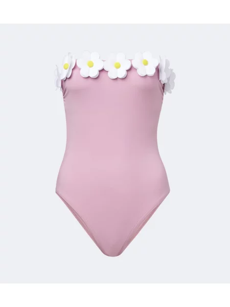 Sutien bandeau Karla Colletto cu model floral cu aplicații roz