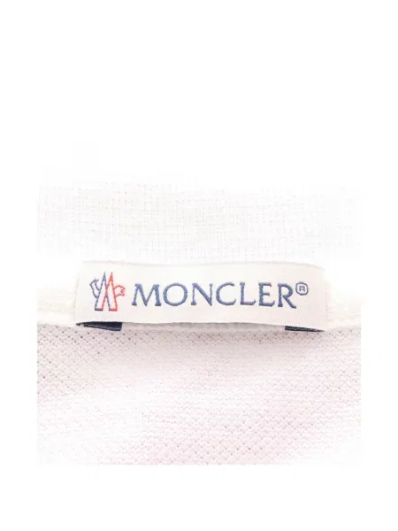 Tricou polo Moncler cu autograf alb