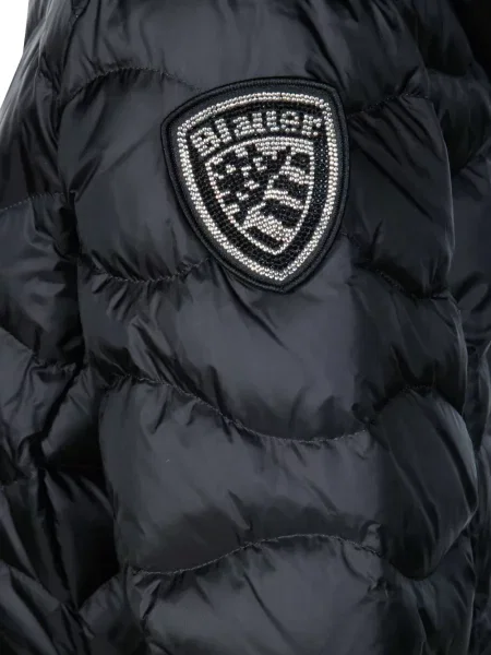 Palton de blană Blauer cu glugă cu blană negru