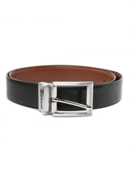 Cu centură reversibil curea Barbour din piele negru
