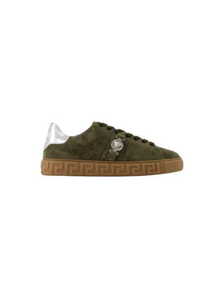 Sneakersy Versace zamszowe na sprzączkę zielone