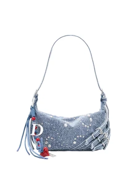 Desigual Geantă de umăr denim albastru
