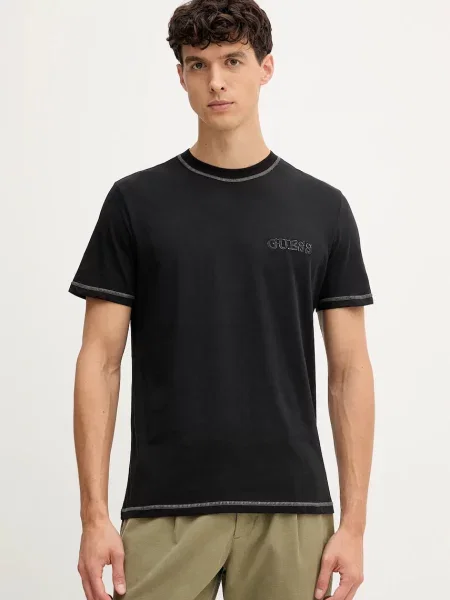 Тениска Guess с апликация черно