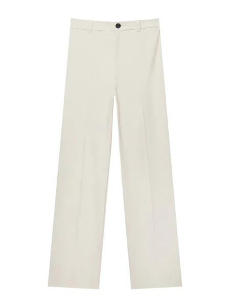 Pull&Bear Pantaloni cu dungă natural alb