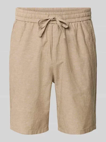 Bermudy o kroju regular fit z mieszanki bawełny i lnu model LINUS' Only & Sons beżowe