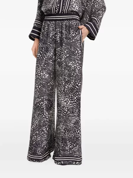 Pantaloni Elie Saab de mătase cu buline cu imagine negru