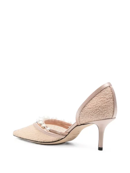 Pantofi cu toc Jimmy Choo cu perle roz