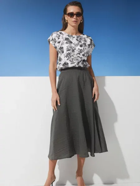 Блуза Seventeen білий/сірий віскоза/поліестер біла