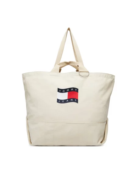 Tommy Jeans Ročna torba Tjw Wave Flag Med Tote bež