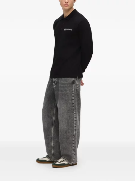 Μακρύς polo Karl Lagerfeld Jeans μαύρο