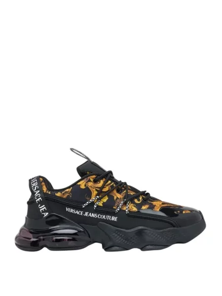 Versace Buty Mężczyzna 42 EU Sneakersy z Błyszczącymi Wstawami czarny