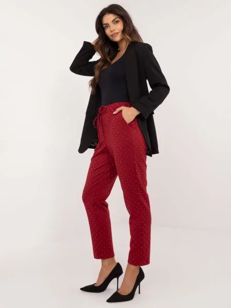 Pantaloni Fashionhunters elegante bordo