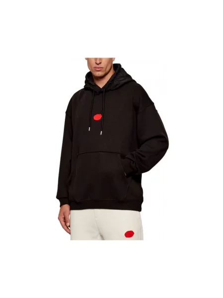 Bluza z kapturem o kroju oversized z mieszanki bawełny model ‘DILVANO’ Hugo czarna
