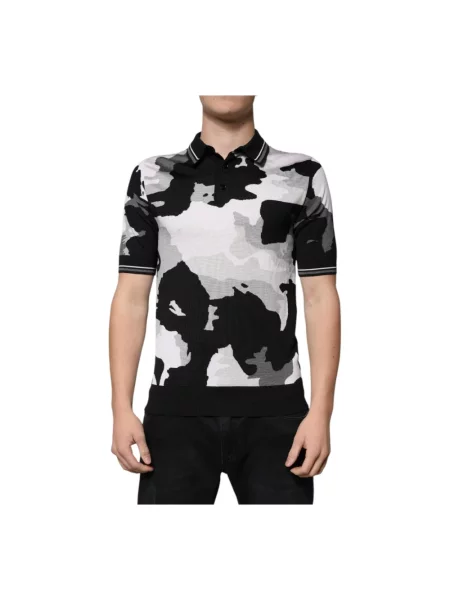 Jedwabna koszulka polo Dolce And Gabbana w kamuflażu